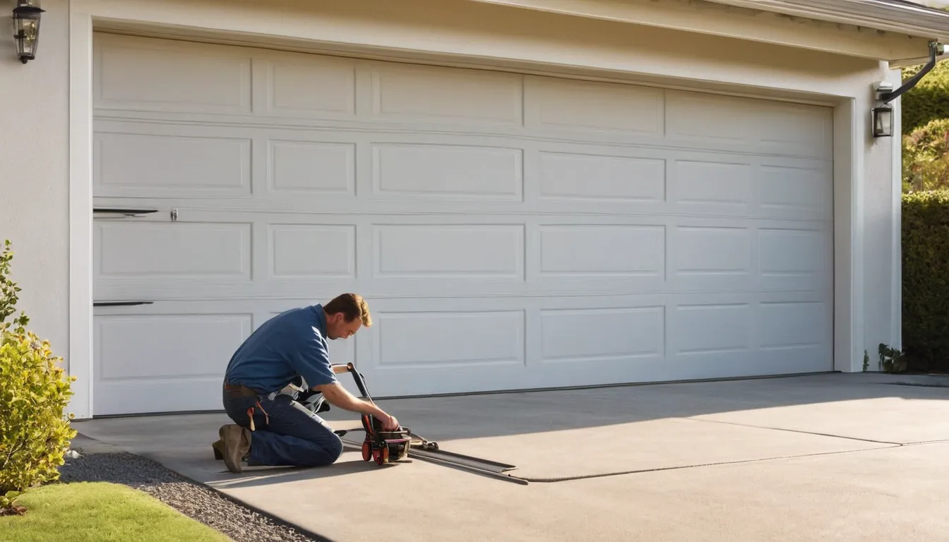 A friendly independent provider checking a garage door track at a Mentor home